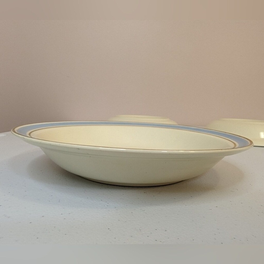 Taylor Smith & Taylor Vintage 1940 Bowls Set of 4 Floral Rose Blue Gold 1681 - Picture 6 of 6